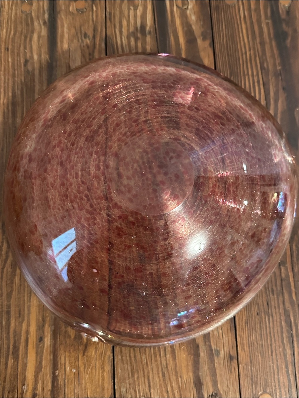 Handblown Iridescent Pink Glass Decorative Bowl - Picture 3 of 6
